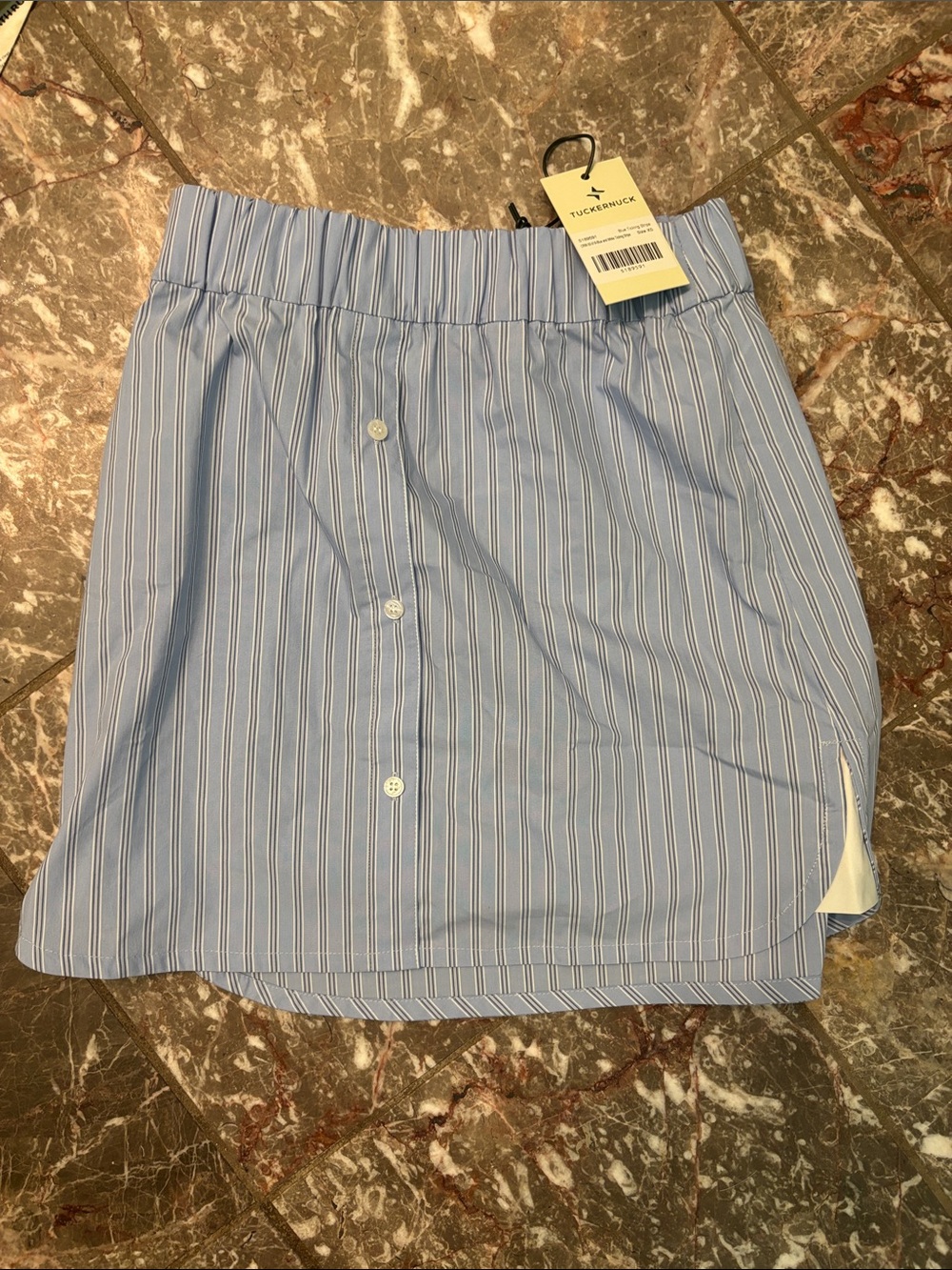 Tuckernuck Blue & White Striped Button-Front Skirt